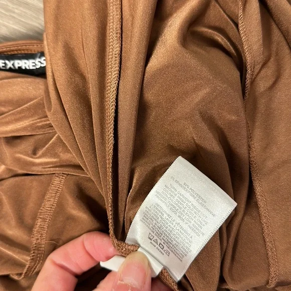 Express caramel satin wrap bodysuit size medium. Never worn. - Picture 13 of 13